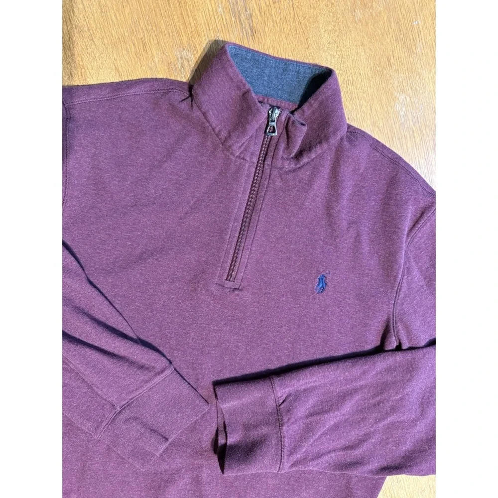 Polo Ralph Lauren 1/4 Zip Pullover Sweater M Maroon L/S Cotton Blend Golf Tennis